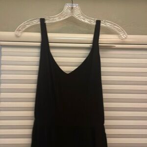 Petite black loft romper with tie back